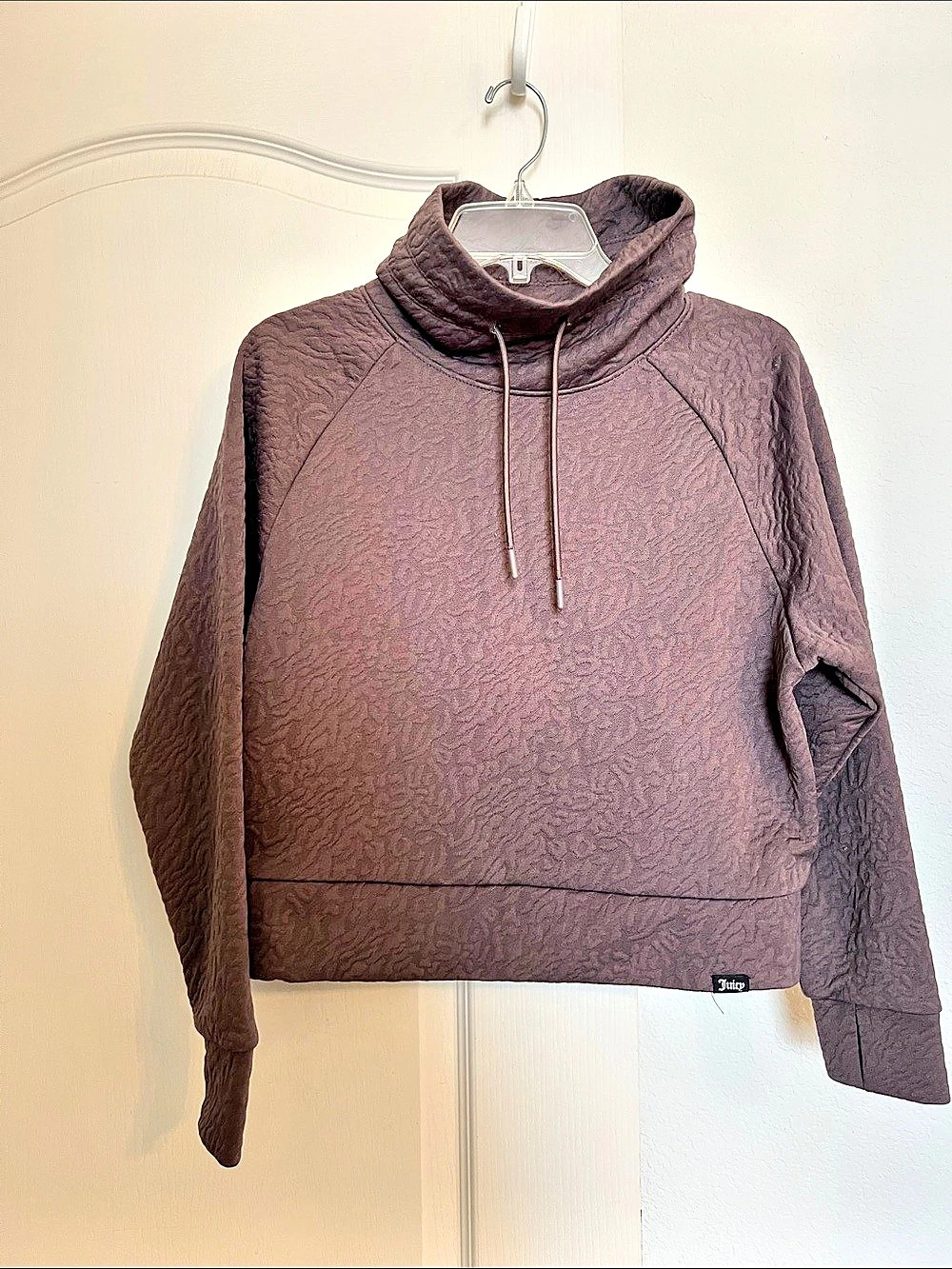 Juicy Couture Textured Cowl Neck Hoodie in plum Size Small